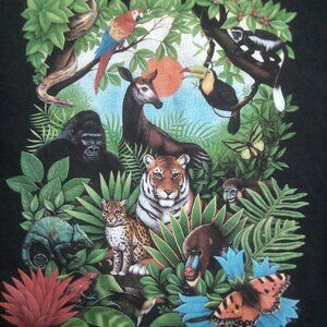 Vintage 90s Living Forest Jungle Animals Long Sleeve T-Shirt